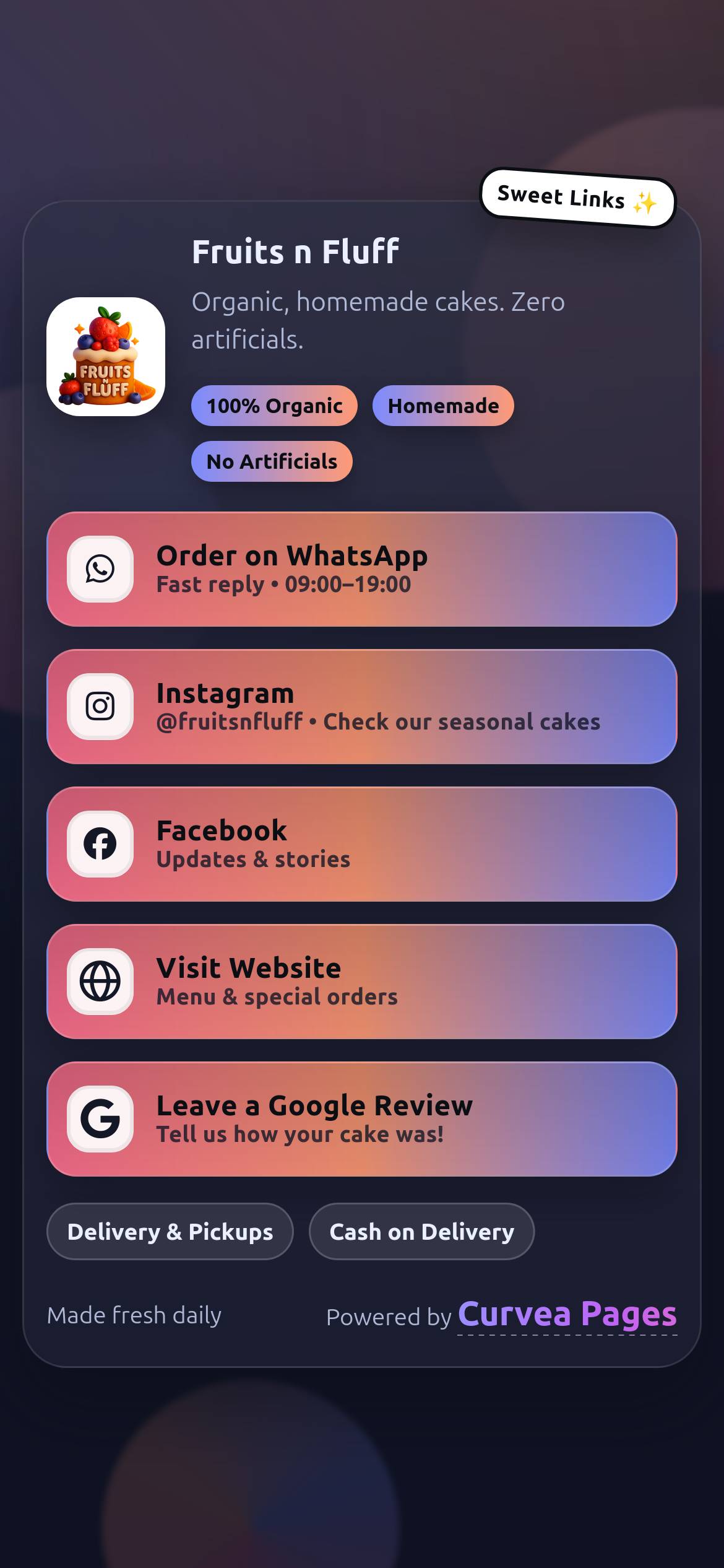 Curvea Pages example